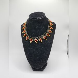 Artisan made beautiful small tiny beads necklace bib, collar. See photos
